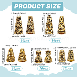 80Pcs 5 Colors Tibetan Style Cone Alloy Bead Caps&nbsp;TIBE-PH0002-30AG