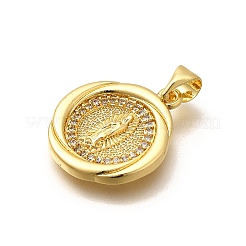Religion Themed Rack Plating Brass Micro Pave Cubic Zirconia Pendants&nbsp;KK-L226-007G-02