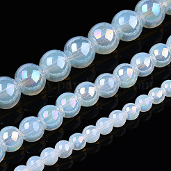 Electroplate Imitation Jade Glass Beads Strands&nbsp;GLAA-T032-J4mm-AB02