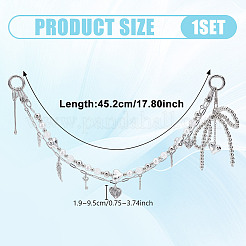Brass Chains & Acrylic Beaded Double Layer Bowknot Purse Decorative Chains&nbsp;HJEW-NB00281
