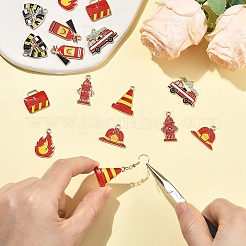 16Pcs 8 Styles Firefighting Theme Alloy Enamel Pendants&nbsp;ENAM-YW0009-28