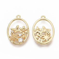 Brass Micro Pave Clear Cubic Zirconia Peg Bails Pendants&nbsp;X-KK-T051-03G-NF