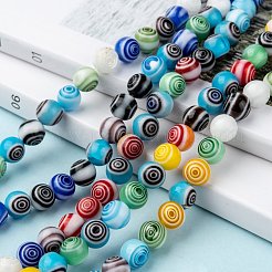 Handmade Millefiori Glass Round Beads Strands&nbsp;LK-R004-93