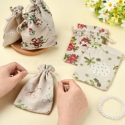 30Pcs 6 Styles Flower Printed Polycotton(Polyester Cotton) Packing Pouches Drawstring Bags&nbsp;ABAG-YW0001-19