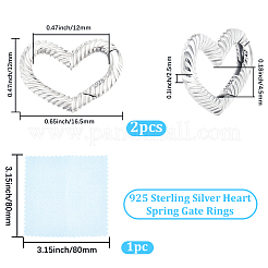 2Pcs 925 Sterling Silver Spring Gate Rings&nbsp;STER-BBC0008-96