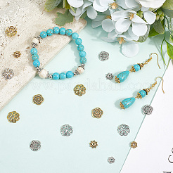 240Pcs 8 Styles Flower Tibetan Style Alloy Bead Caps&nbsp;FIND-SC0016-06