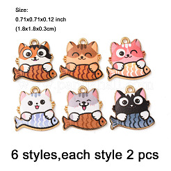 12Pcs 6 Styles Rack Plating Alloy Enamel Pendants&nbsp;FIND-FP0002-73