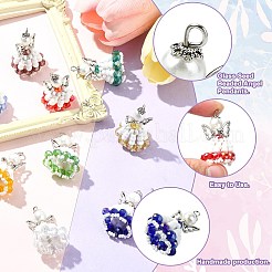 10 Colors Glass Seed Beaded Angel Pendants&nbsp;PALLOY-CJ00089