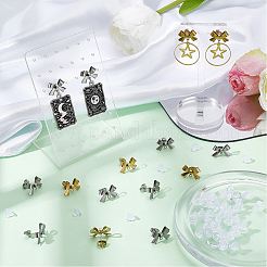 20 Pairs 2 Colors 304 Stainless Steel Bowknot Stud Earring Findings&nbsp;STAS-SC0021-24