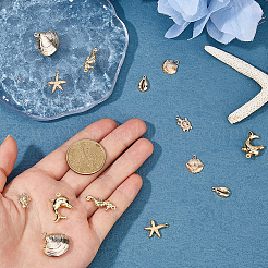 14Pcs 7 Styles Brass Pendants&nbsp;KK-HS0015-86