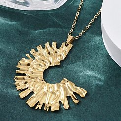 Exaggerated Semicircle 304 Stainless Steel Pendant Necklaces&nbsp;NJEW-M096-27G