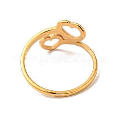 Ion Plating(IP) 201 Stainless Steel Double Heart Finger Ring for Valentine's Day&nbsp;RJEW-G266-10G