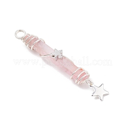 3Pcs 3 Styles Electroplated Natural Quartz Crystal Pointed Copper Wire Wrapped Pendants&nbsp;PALLOY-JF03767-05