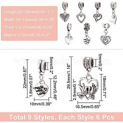 54Pcs 9 Styles Tibetan Style Alloy European Dangle Charms&nbsp;FIND-CA0005-59