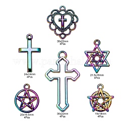 24Pcs 6 Style Rainbow Color Alloy Pendants&nbsp;FIND-LS0001-15MC