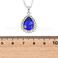 2Pcs 2 Styles Alloy Glass Teardrop Heart Pendant 304 Stainless Steel Rolo Chain Necklaces for Women&nbsp;NJEW-JN06499