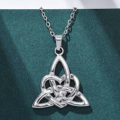 Trinity Knot 304 Stainless Steel Pendant Necklaces Wish Note&nbsp;NJEW-H059-02P