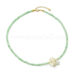 Natural Trochid Shell Chip and Round Natural Pearl Beaded Necklacess for Women&nbsp;NJEW-JN06222