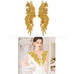 Flower & Leaf Glass Rhinestone Embroidery Cloth Sew on Appliques&nbsp;PATC-WH0008-131