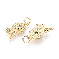Brass Micro Pave Cubic Zirconia Pendants&nbsp;KK-T071-127G