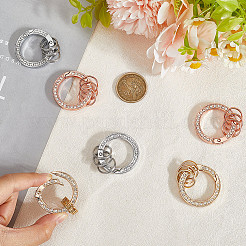 6Pcs 3 Colors Alloy Crystal Rhinestone Spring Gate Rings&nbsp;FIND-GF0007-96