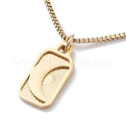 304 Stainless Steel Rectangle Pendant Necklace with Box Chains for Women&nbsp;NJEW-I123-02B