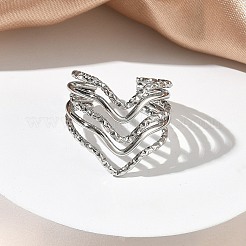 304 Stainless Steel Multi Layer Cuff Open Rings for Women&nbsp;RJEW-A095-05P