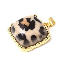 Leopard Print Brass Resin Pendants&nbsp;KK-A296-52C-G01