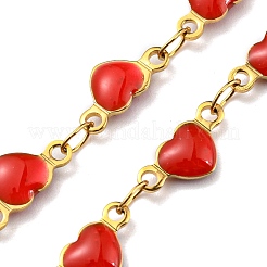 Ion Plating(IP) Golden 304 Stainless Steel Heart Link Chain Necklaces&nbsp;NJEW-E098-02G