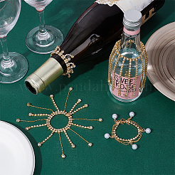 4Pcs Brass & Iron Rhinestone Wine Glass Charms&nbsp;HJEW-OC00280