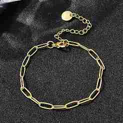 3.5MM Brass Paperclip Chain Bracelets&nbsp;BJEW-P358-01G