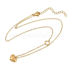 304 Stainless Steel Heart Pendant Necklaces&nbsp;NJEW-H093-02G