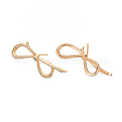 Bowknot Clear Cubic Zirconia Stud Earrings&nbsp;EJEW-S199-25G-NF