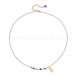 Chakra Natural Gemstone Faceted Round Beaded Pendant 304 Stainless Steel Cable Chain Necklaces&nbsp;NJEW-JN05531-01