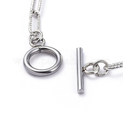 Non-Tarnish 304 Stainless Steel Textured Paperclip Chains Necklaces&nbsp;NJEW-JN02742