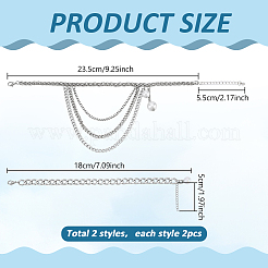 4Pcs 2 Styles Alloy Multi-Layered Shoelaces Chain&nbsp;AJEW-PH0007-80P