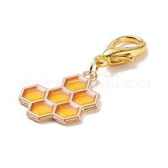 Alloy Enamel Honeycomb Pendant Decorations&nbsp;HJEW-JM00661-01
