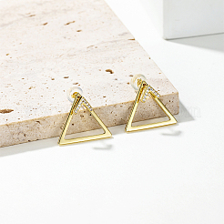 Brass Pave Clear Cubic Zirconia Hollow Triangle Stud Earrings&nbsp;AQ1166