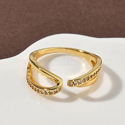 Brass Micro Pave Cubic Zirconia Cuff Rings&nbsp;RJEW-H258-17G