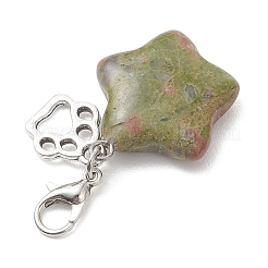 Star Natural & Synthetic Mixed Stone Pendant Decorations&nbsp;HJEW-JM04667