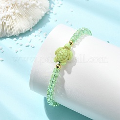 AB Color Plated Glass & Dyed Synthetical Turquoise Beaded Bracelets&nbsp;BJEW-JB13853