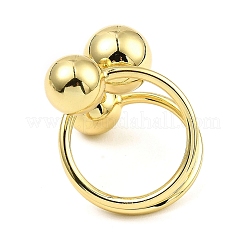 Rack Plating Brass Round Ball Beded Open Cuff Rings&nbsp;RJEW-D009-02G
