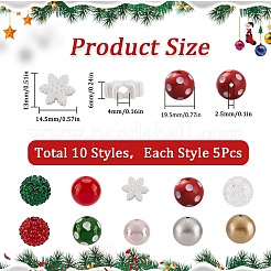 50Pcs 10 Style Christmas Theme Acrylic Beads&nbsp;SACR-SC0001-22