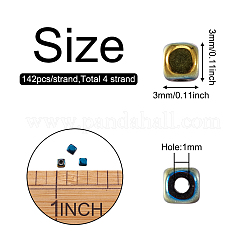 4 Strands 4 Colors PVD Vacuum Plating Electroplate Non-magnetic Synthetic Hematite Bead Strands&nbsp;G-FW0001-16