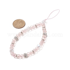 Rondelle Glass & Polymer Clay Rhinestone Beads Phone Hand Strap Chains&nbsp;HJEW-JM00877-01