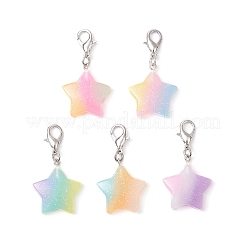 10Pcs Glitter Star Opaque Resin Pendant Decorations&nbsp;HJEW-JM02875