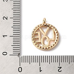 Brass Micro Pave Clear Cubic Zirconia Pendants&nbsp;KK-C062-078G