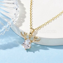 Christmas Deer Head Glass Pendant Necklaces&nbsp;NJEW-TA00142