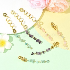 6Pcs 6 Styles Natural Flower Amazonite & Amethyst & Morganite Chips Hair Clips&nbsp;OHAR-YW00002