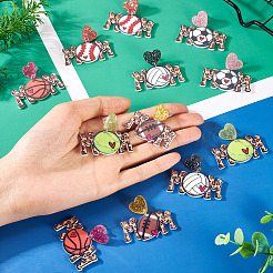 6 Pairs 6 Colors Acrylic Dangle Stud Earrings&nbsp;EJEW-TA0001-55
